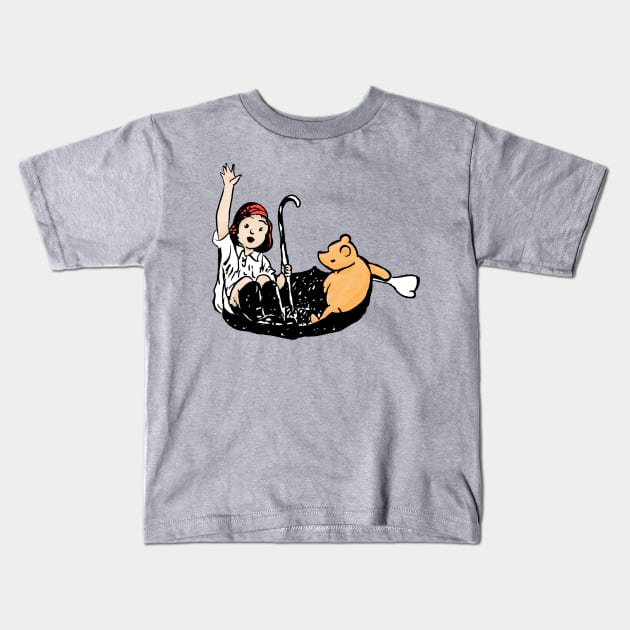 Winnie and Robin in an Umbrella Kids T-Shirt by Boyanton Designs